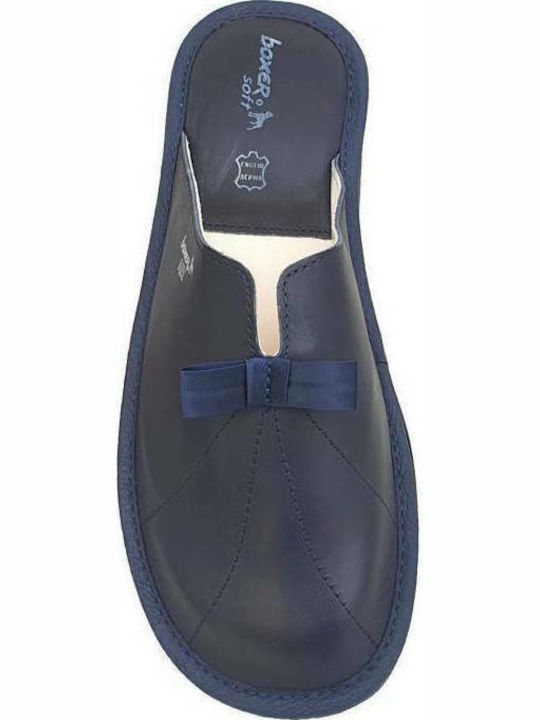 Anatomical Leather Women's Slippers Navy Blue