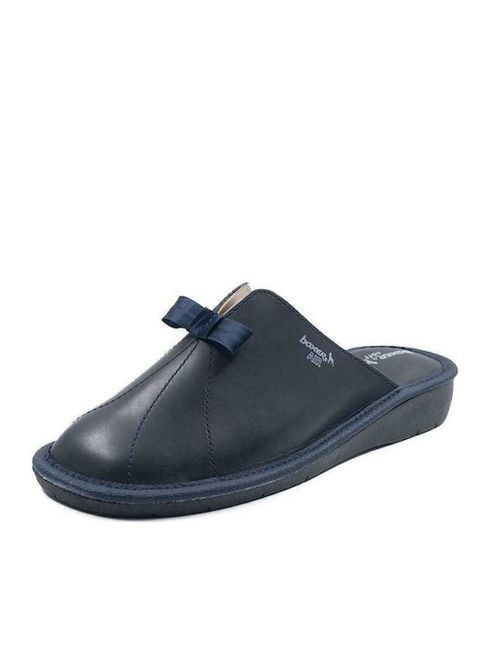 Anatomical Leather Women's Slippers Navy Blue