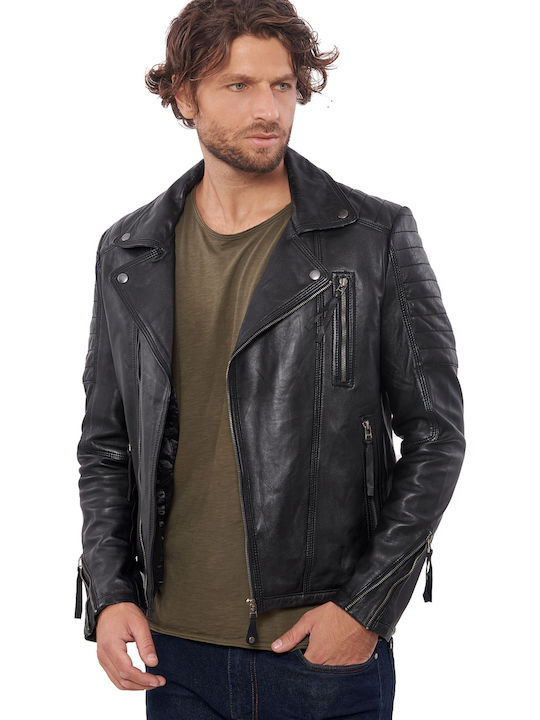 Charlie Δερμάτινο Μπουφάν Biker Μαύρο