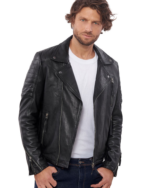 Charlie Δερμάτινο Μπουφάν Biker Μαύρο