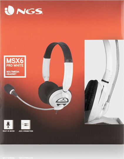 NGS MSX6 Pro На ушите Мултимедийни слушалки с микрофон и връзка 3,5 мм жак в Бял цвят