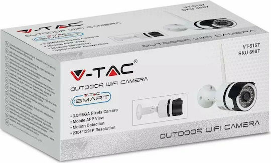 V-TAC VT-5157 IP Cameră de Supraveghere Wi-Fi Full HD+ 3MP Rezistentă la apă cu Comunicare Bidirecțională și Lentilă 3.6mm