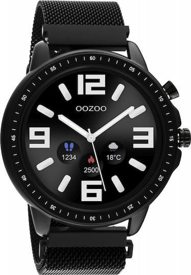 Oozoo Q00309 45mm Smartwatch με Παλμογράφο (Μαύρο)