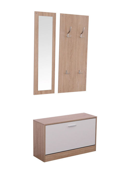 Entry Furniture with Mirror / Hanger / Shoe Rack & Bench 80x27x46.5cm