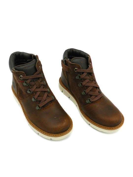 Anatomical Leather Kids Boots with Laces Brown