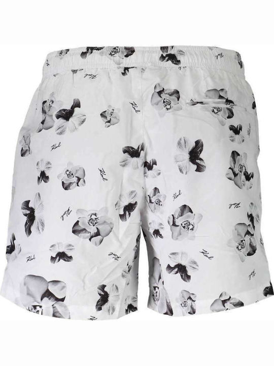 Karl Lagerfeld Herren Badebekleidung Shorts Weiß mit Mustern