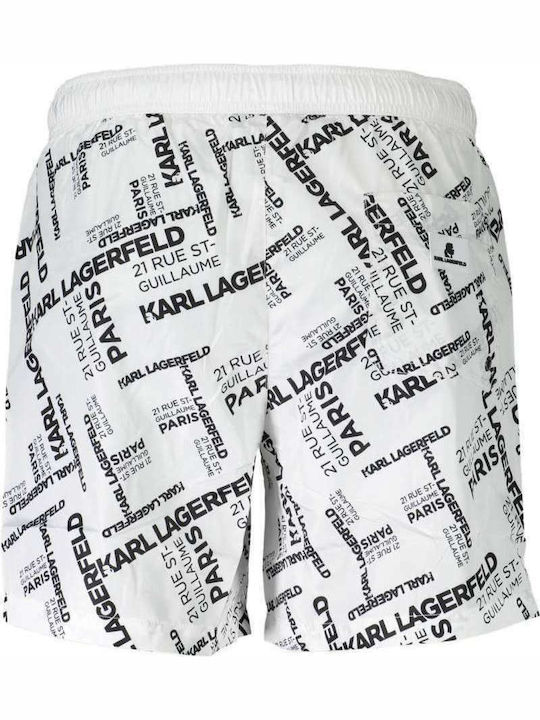 Karl Lagerfeld Herren Badebekleidung Shorts Weiß mit Mustern