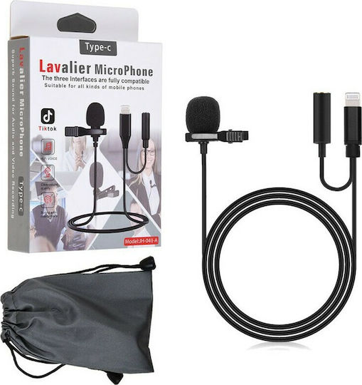 Hands-Free Lavalier Electret Microphone Lightning Πέτου, Clip On Journalistic Lightning
