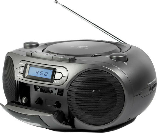 Aiwa Φορητό Ηχοσύστημα BBTC-550 με Bluetooth / CD / MP3 / USB / Κασετόφωνο / Ραδιόφωνο σε Ασημί Χρώμα