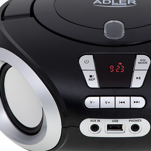 Adler CD Boombox Φορητό Ηχοσύστημα με CD / MP3 / USB / Ραδιόφωνο Μαύρο