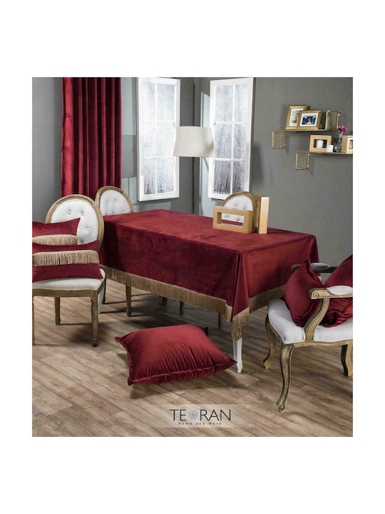 Teoran Decorative Pillow Case Velvet Με Κρόσια 10 Bordo 30x50cm.