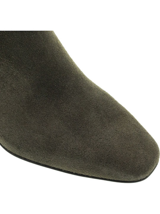Ghete dama de catifea kaki