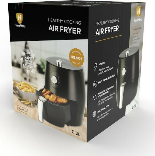 HomeVero Air Fryer 2.5lt Μαύρο HV-AF30