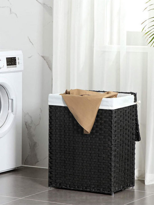 Songmics Laundry Basket Wicker Folding with Cap 46x33x60cm Black