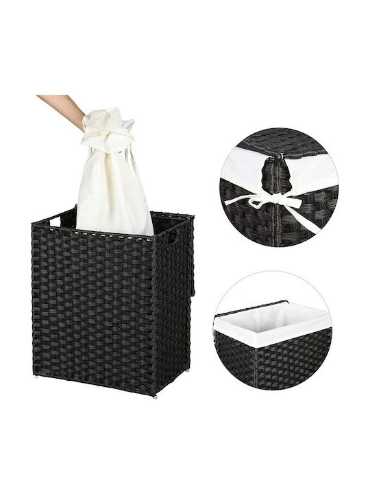 Songmics Laundry Basket Wicker Folding with Cap 46x33x60cm Black