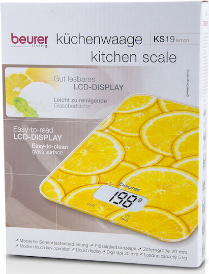 Beurer KS 19 Ψηφιακή Ζυγαριά Κουζίνας έως 5kg Lemon