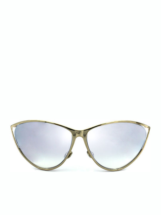 Dior New Motard Women's Sunglasses with Gold Metal Frame and Silver Mirror Lens