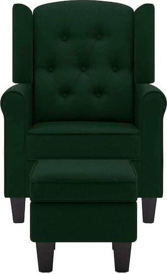 Bergère with Footstool Green 68x78x94cm