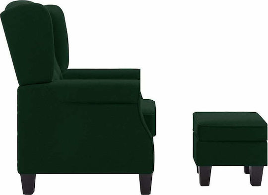 Bergère with Footstool Green 68x78x94cm