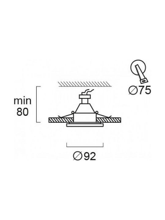 Viokef Richard Round Plaster Recessed Spot with Socket GU10 White 9.2x9.2cm.