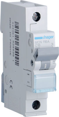 MCN116E HAGER - Disjoncteur, 230/400VAC; Icourant: 16A; Pôles: 1; pour  rail DIN