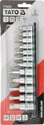 Yato Chei tubulare cu Vârfuri Torx și Patrat de Prindere 1/4'', 3/8'' Set 12buc