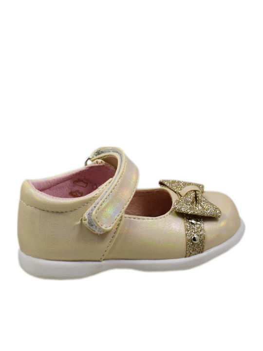 Meridian Shoes Kids Anatomic Leather Ballerinas with Hoop & Loop Closure Beige