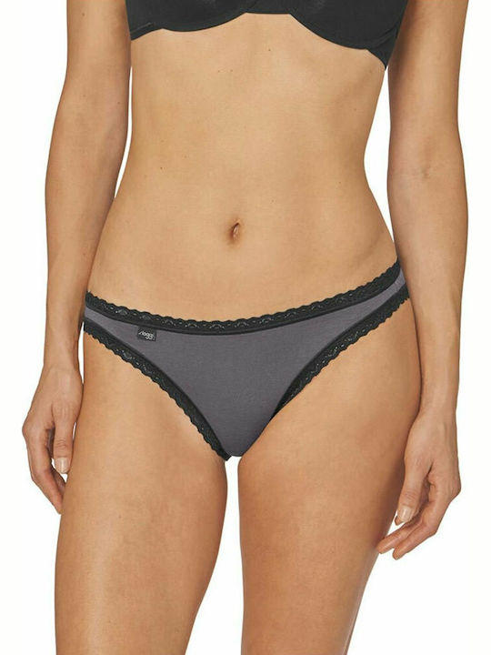 24/7 Weekend H Tanga Βαμβακερά Women's Slip 3Pack with Lace White/Black/Grey