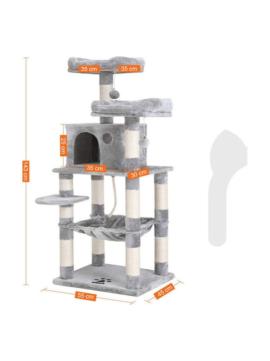 Feandrea Cat Scratching Post Cat Tree In Gray Colour 55x143x45 cm