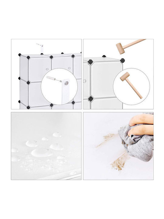 Multifunctional Plastic Shoe Organizer White 93x31x93cm 9 Cubes