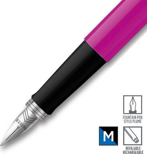 Parker Jotter Pen Set Ballpoint with Fountain Pen Magenta CT in a case (in a paper cassette)