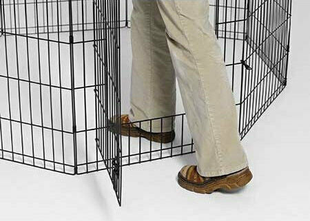 Midwest Foldable Park Dog Octagon 61x76cm made of Metal in Black Color 61 x 76cm 5sq.m.