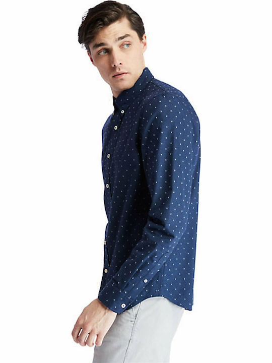 Tioga River Long-sleeved Flannel Shirt Polka Dot Blue
