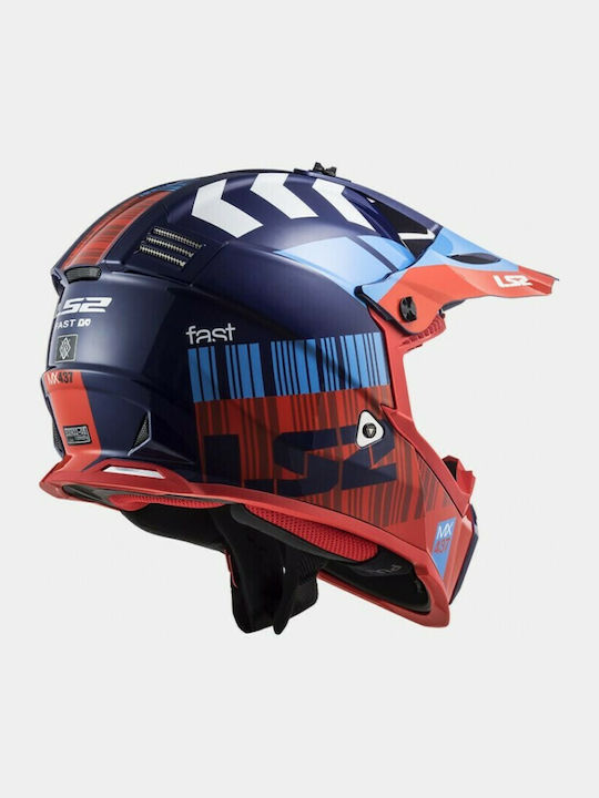 LS2 MX437 Fast Evo XCode Motocross Helmet ECE 22.05 1150gr Red/Blue