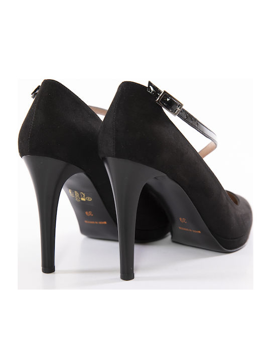 Ellen Suede Pointed Toe Stiletto Black High Heels 16706