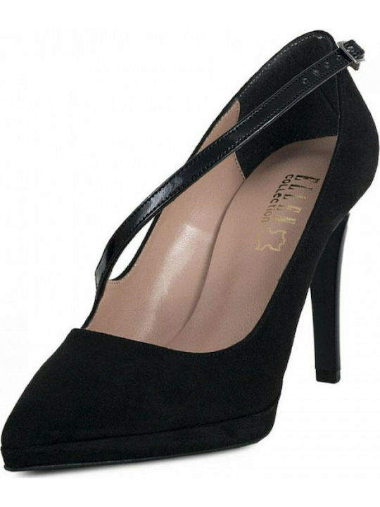 Suede Pointed Toe Stiletto Black High Heels