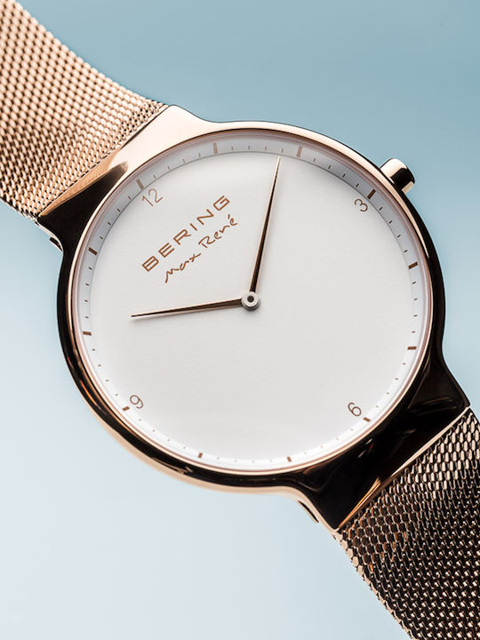 Bering Time Max Rene Ανδρικό Ρολόι 40mm Μπαταρίας με Ροζ Χρυσό Μεταλλικό Μπρασελέ