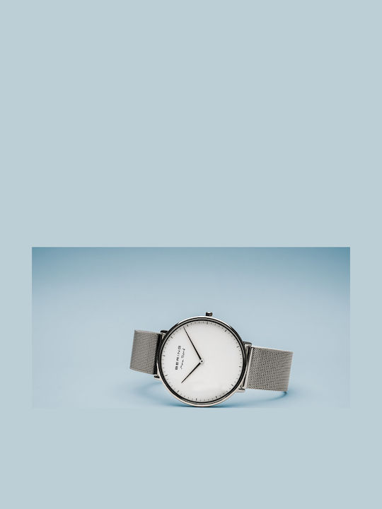 Bering Time Max Rene Ανδρικό Ρολόι 38mm Μπαταρίας με Ασημί Μεταλλικό Μπρασελέ