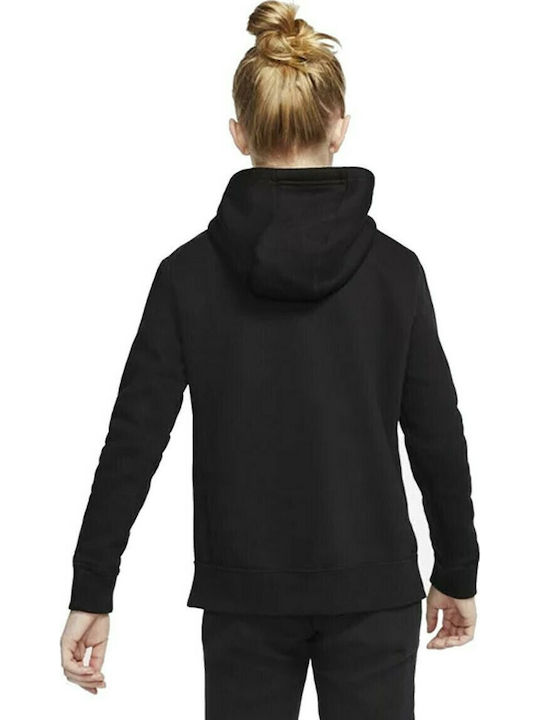 Fleece Kids Sweatshirt with Hood and Pockets Black Sportswear Club