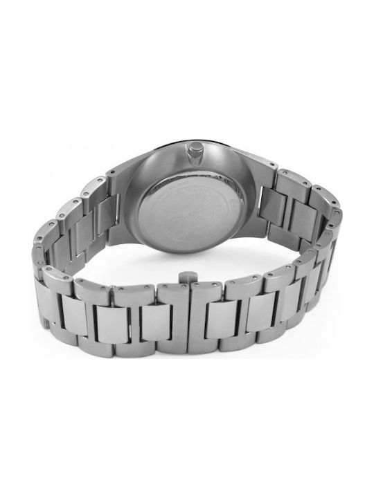 Bering Time Ανδρικό Ρολόι 39mm Χρονογράφος Μπαταρίας με Ασημί Μεταλλικό Μπρασελέ
