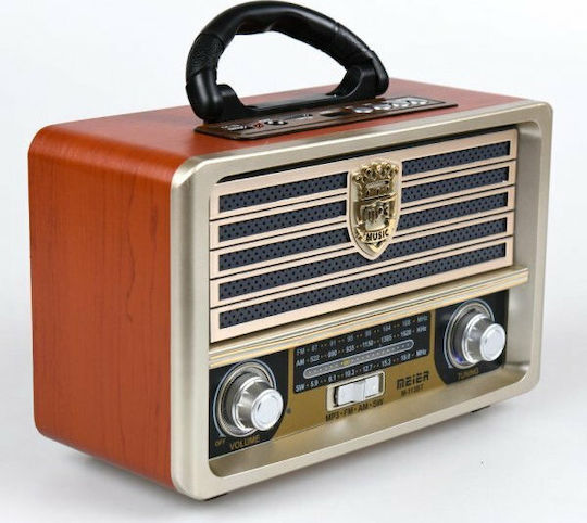 Meier M113BT Retro Tabletop Radio Rechargeable with USB Brown