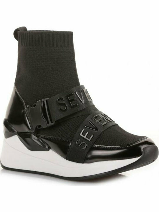 Seven EX9802 Ankle Boots with Socks Black