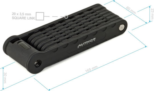 Author FlexGuard-8 X9 Bicycle Folding Lock with Key Black