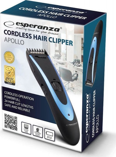 Esperanza Apollo Επαναφορτιζόμενη Κουρευτική Μηχανή Black/Blue EBC004
