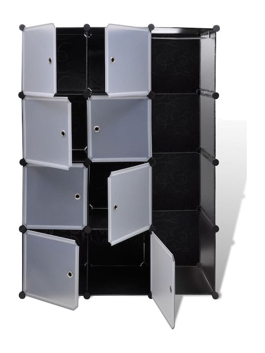 Triple Door Wardrobe Black and white 115x37x150cm