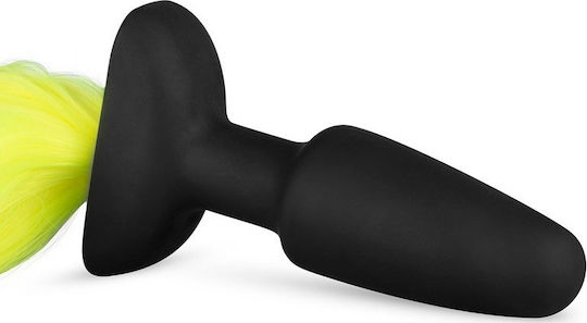 Easytoys Dop Anal Silicon cu coadă Black / Yellow 11cm