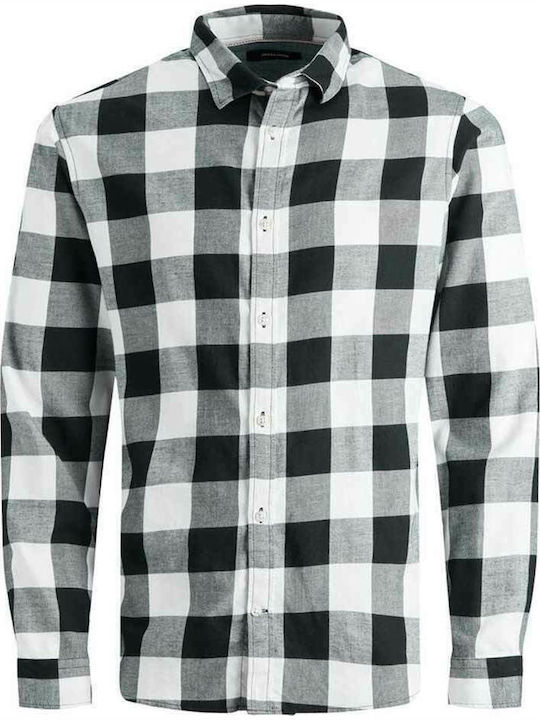 Long-sleeved Cotton Shirt Checked Whisper White