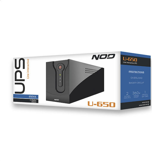 NOD U-650 UPS Line-Interactive 650VA 360W με 2 Schuko Πρίζες