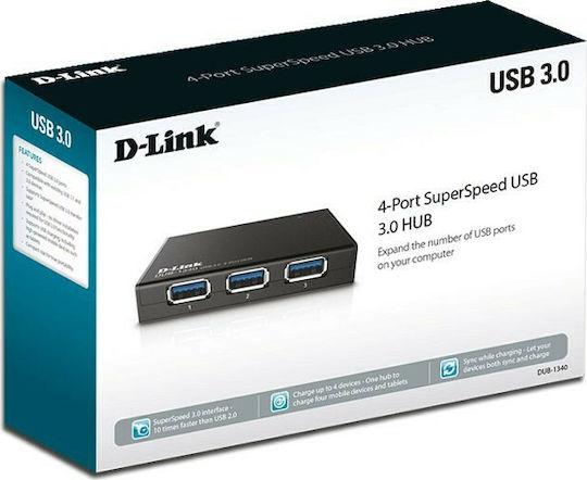 D-Link Hub 4 Θυρών USB 3.0 με σύνδεση USB-A