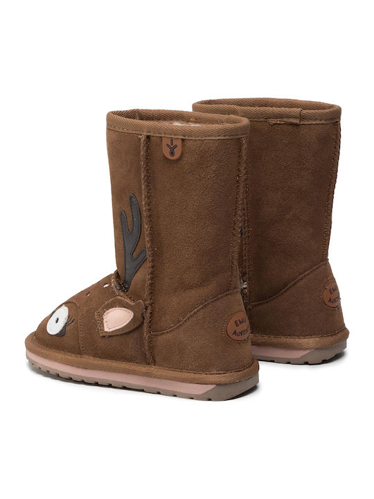 Deer Chestnut Suede Kinder-Schneestiefel Braun